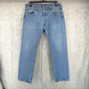 Levi's 501 Jeans Men's 36x32 Button Fly 100% Cotton Blue Medium Wash Straight